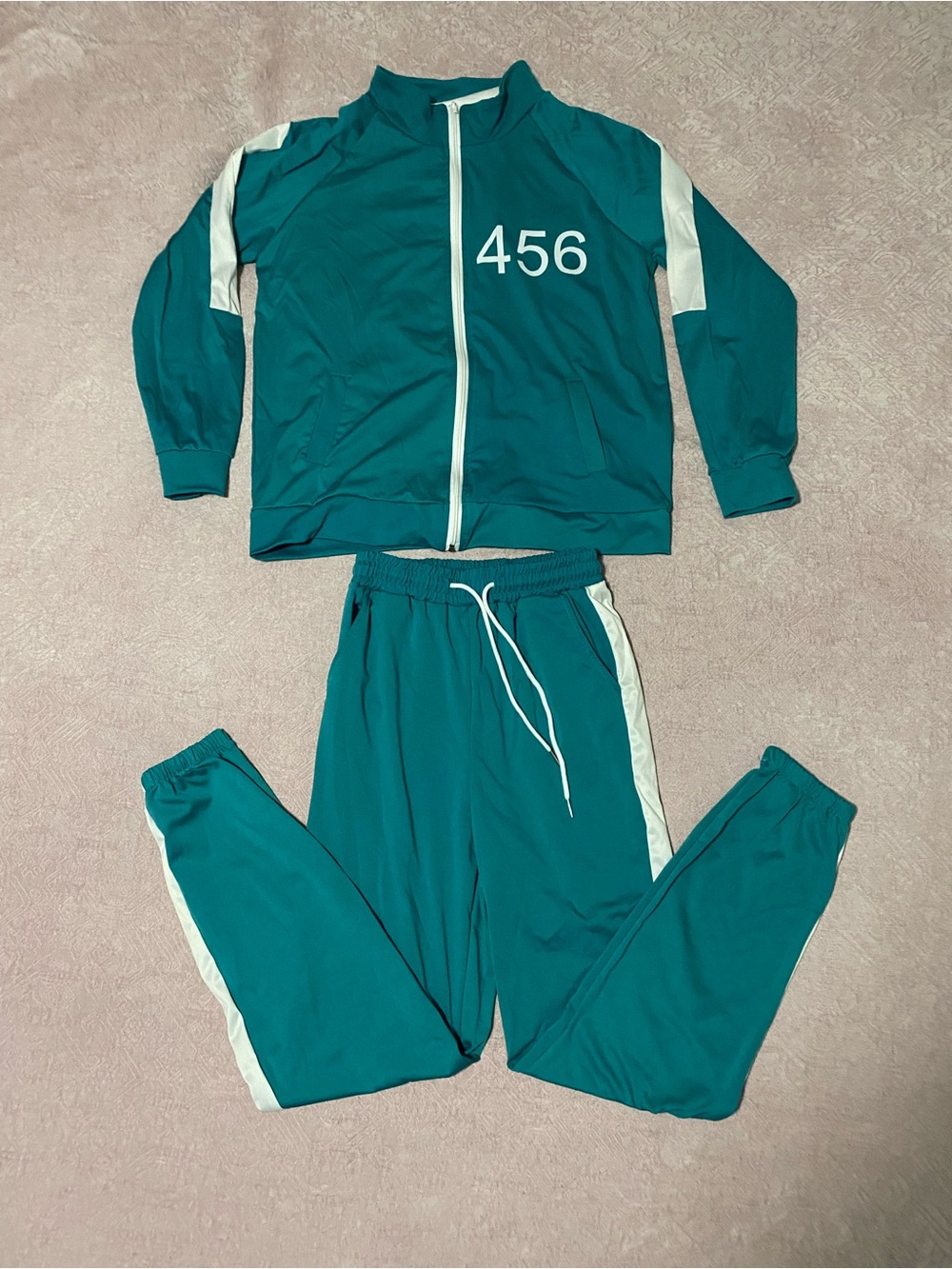Squid Game Green Track Jacket with White Stripe and '456' Detail